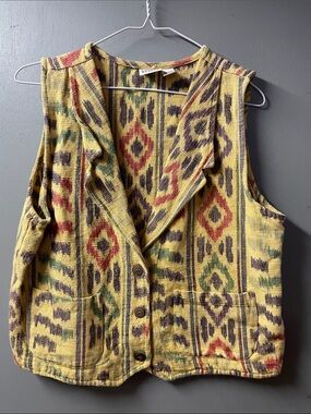 Chico's Design Yellow Southwestern Button Vest size 1